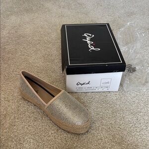 Qupid Silver Espadrille Flats